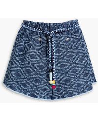 Maje - Belted Embellished Cotton-blend Jacquard Shorts - Lyst