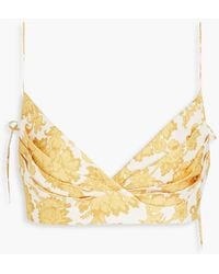 Zimmermann - Postcard Cropped Pleated Floral-print Linen Top - Lyst