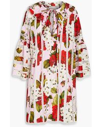 Dolce & Gabbana - Ruffled Floral-print Cotton Mini Dress - Lyst