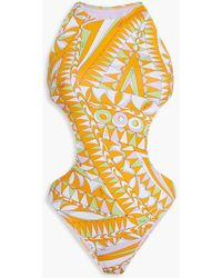 Emilio Pucci - Cutout Printed Swimsuit - Lyst