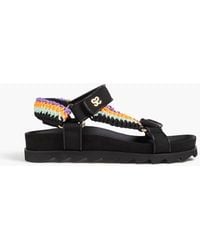 Sandro - Shell And Crochet-knit Sandals - Lyst