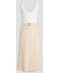 Jonathan Simkhai - Camden Belted Stretch-Knit And Linen-Blend Midi Dress - Lyst
