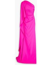 Rhea Costa - One-shoulder Draped Crepe Gown - Lyst
