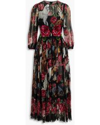 Dolce & Gabbana - Printed Silk-chiffon Midi Dress - Lyst