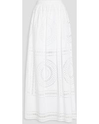 Alberta Ferretti - Broderie Anglaise Cotton-blend Maxi Skirt - Lyst