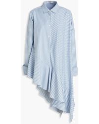 Palmer//Harding Asymmetric Striped Cotton-poplin Shirt - Blue