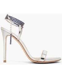 Gianvito Rossi - Serena Crystal-embellished Mirrored-leather Sandals - Lyst