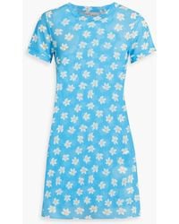 HVN - Floral-print Stretch-mesh Mini Dress - Lyst
