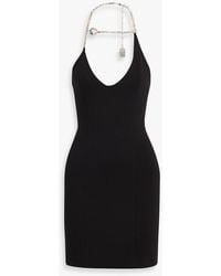 Area - Crystal-Embellished Cady Halterneck Mini Dress - Lyst