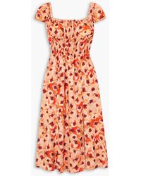 Altuzarra - Daisy Off-the-shoulder Shirred Floral-print Crepe Midi Dress - Lyst