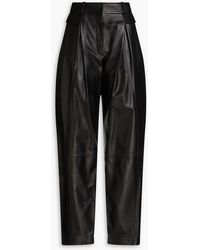 Alberta Ferretti - Pleated Leather Tapered Pants - Lyst