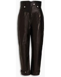 IRO - Cropped Pleated Crinkled-leather Tapered Pants - Lyst