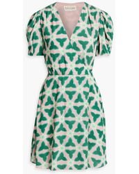 Saloni - Lea Floral-print Ecoverotm-blend Crepe Mini Wrap Dress - Lyst