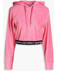 T By Alexander Wang - Cropped Stretch Cotton-blend Corduroy Hoodie - Lyst