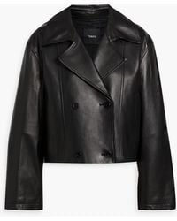 Theory - Double-Breasted Leather Jacket - Lyst