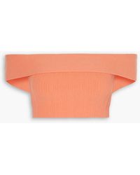 Anna Quan - Tessa Cropped Off-the-shoulder Ribbed Cotton-blend Top - Lyst