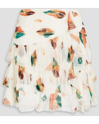 Ulla Johnson - Ella Tiered Printed Silk-crepon Mini Skirt - Lyst
