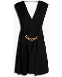 Sandro - Aurea Chain-embellished Pleated Satin-jacquard Mini Dress - Lyst