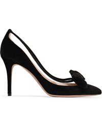 Valentino Bow-embellished Velvet And Pvc Court Shoes Black