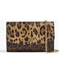 Dolce & Gabbana - Leopard-print Pebbled-leather Clutch - Lyst