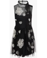 Red(V) - Floral-appliquéd Gathered Point D'esprit Mini Dress - Lyst
