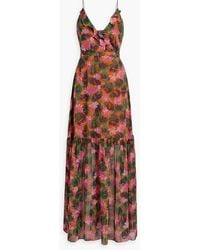 Saloni - Ani Ruffled Printed Silk-chiffon Maxi Dress - Lyst