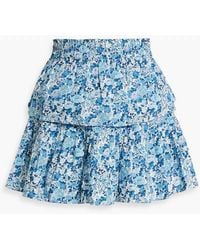 LoveShackFancy - Tiered Ruffled Floral-print Cotton Mini Skirt - Lyst
