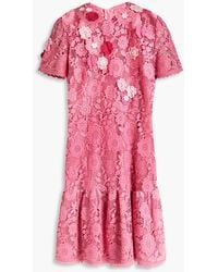 RED Valentino - Floral-appliquéd Guipure Lace Mini Dress - Lyst