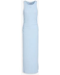 Ganni - Ruched Cotton-blend Jersey Midi Dress - Lyst