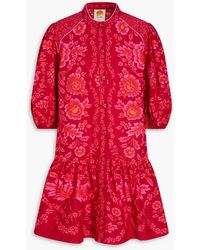FARM Rio - Floral-print Cotton-poplin Mini Shirt Dress - Lyst