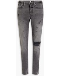 FRAME jagger Skinny-fit Distressed Painted Denim Jeans in Grey for Men Mens Clothing Jeans Skinny jeans 