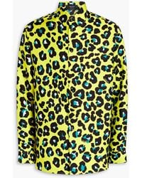 Versace - Hemd aus seiden-twill mit leopardenprint - Lyst