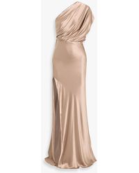 Michelle Mason - One-Shoulder Open-Back Silk-Satin Gown - Lyst
