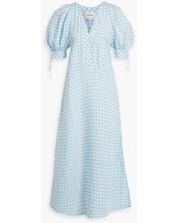 Sleeper - Garden Gingham Linen-blend Maxi Dress - Lyst