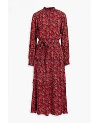 10 Crosby Derek Lam - Rebecca Shirred Floral-print Crepe De Chine Midi Dress - Lyst
