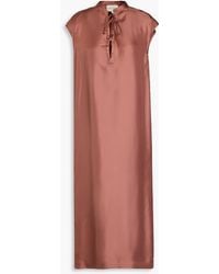 Loulou de Saison - Demeter Lace-up Silk-twill Midi Dress - Lyst