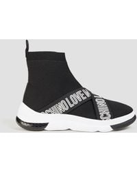 Love Moschino - Printed Textured-knit High-top Sneakers - Lyst