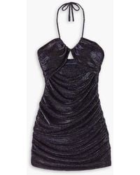 Zeynep Arcay - Cutout Metallic Stretch-jersey Halterneck Mini Dress - Lyst