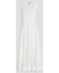 Claudie Pierlot - Plissiertes midikleid aus baumwoll-jersey mit crêpe-einsätzen - Lyst
