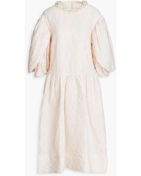 Simone Rocha - Gathered Embellished Jacquard Midi Dress - Lyst
