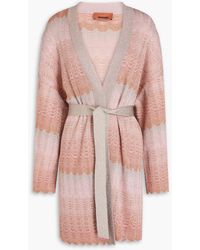 Missoni - Belted Metallic Crochet-knit Cardigan - Lyst