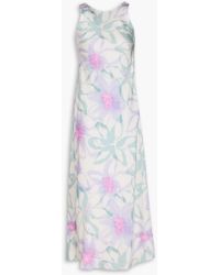 Claudie Pierlot - Midikleid aus satin mit floralem print - Lyst