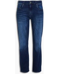 7 For All Mankind - Cropped Faded High-rise Skinny Jeans - Lyst