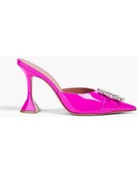 AMINA MUADDI - Begum Crystal-Embellished Patent-Leather Mules - Lyst
