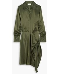 L'Agence - Wrap-effect Silk-satin Shirt Dress - Lyst