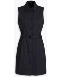 Theory - Belted Linen-Blend Mini Shirt Dress - Lyst