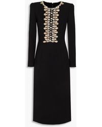 Jenny Packham - Crystal-embellished Stretch-cady Midi Dress - Lyst
