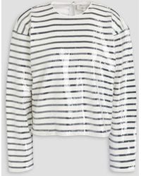 FRAME - Sequined Striped Cotton-jersey Top - Lyst