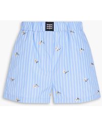 MSGM - Embellished Striped Cotton-blend Shorts - Lyst