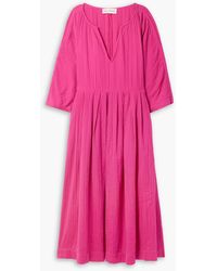 Mara Hoffman - Chloe Pleated Cotton-gauze Midi Dress - Lyst